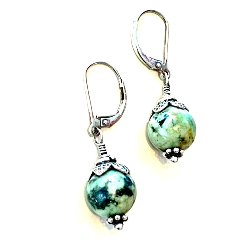 Genuine Ocean Jasper 925 Earrings